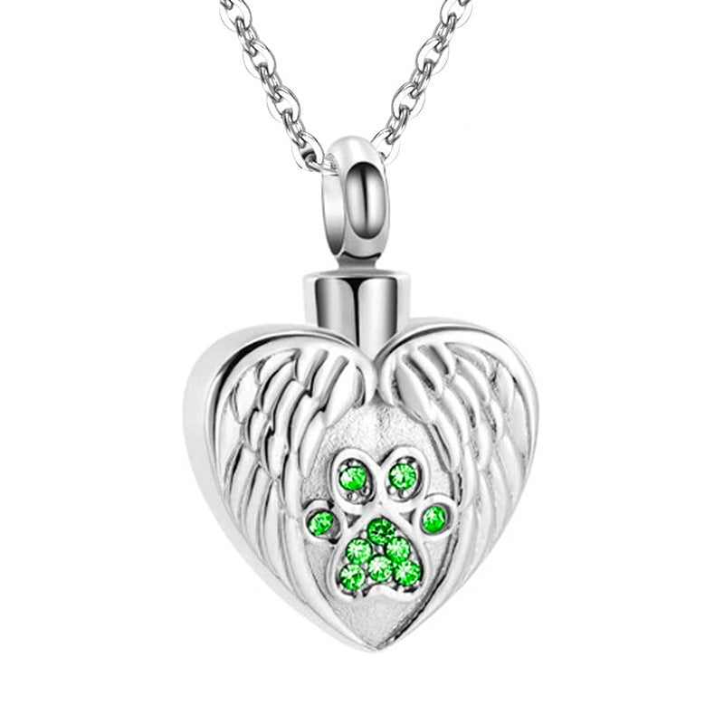 Print Pet Ashes Cremation Angel Wing Heart Pendant