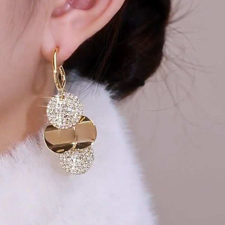 Women's Starry Sky Geometric Tassel Fashion High Sense French Metallic Earrings