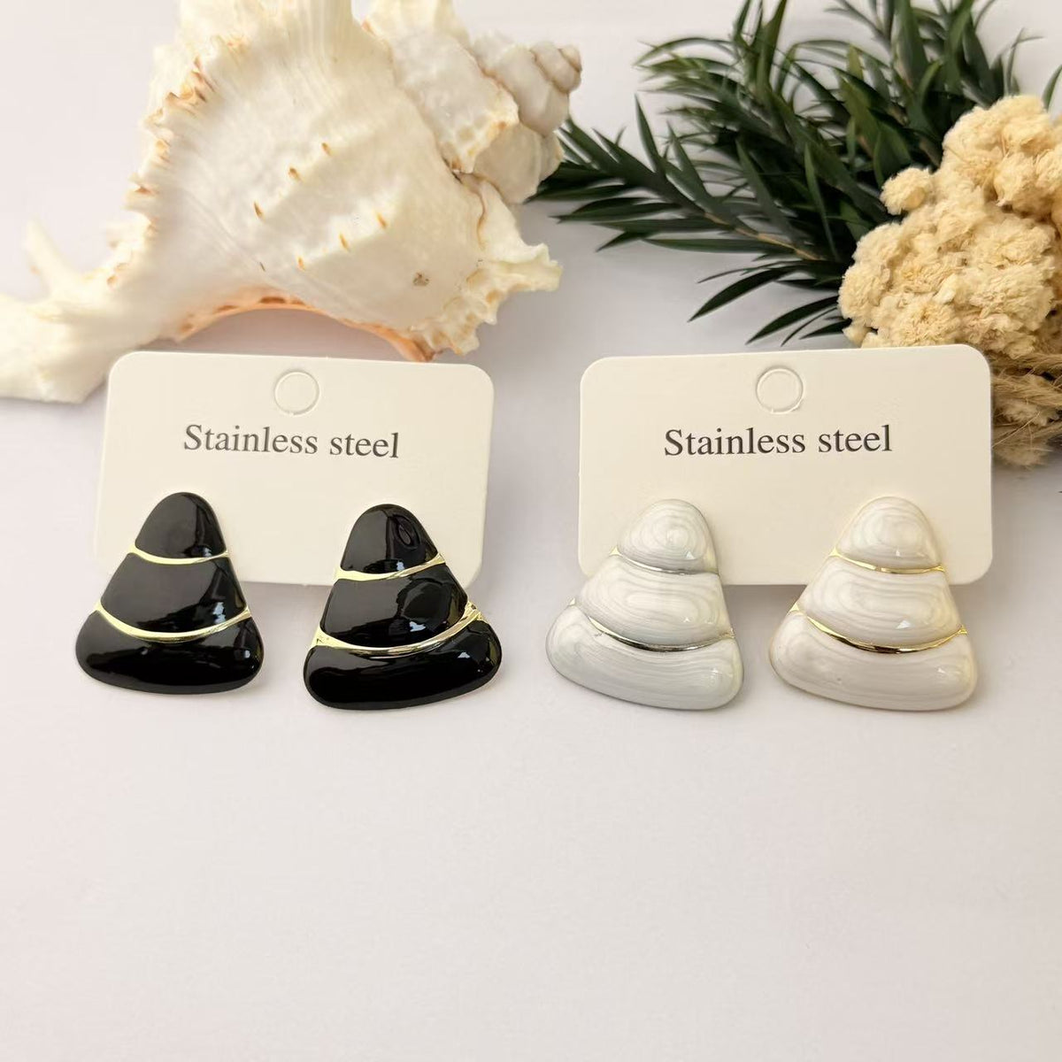 Women's Stainless Steel Oil Dripping Irregular Geometric Triangle Ear Fashion Earrings