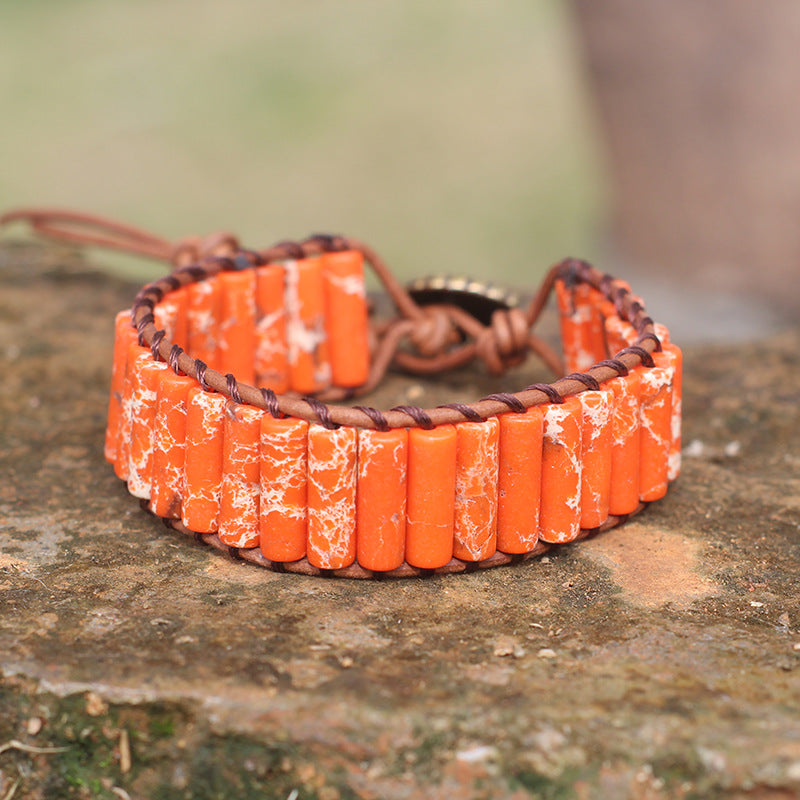 Bohemian Style Natural Stone Lan Di Royal Vintage Hand-woven Bracelet