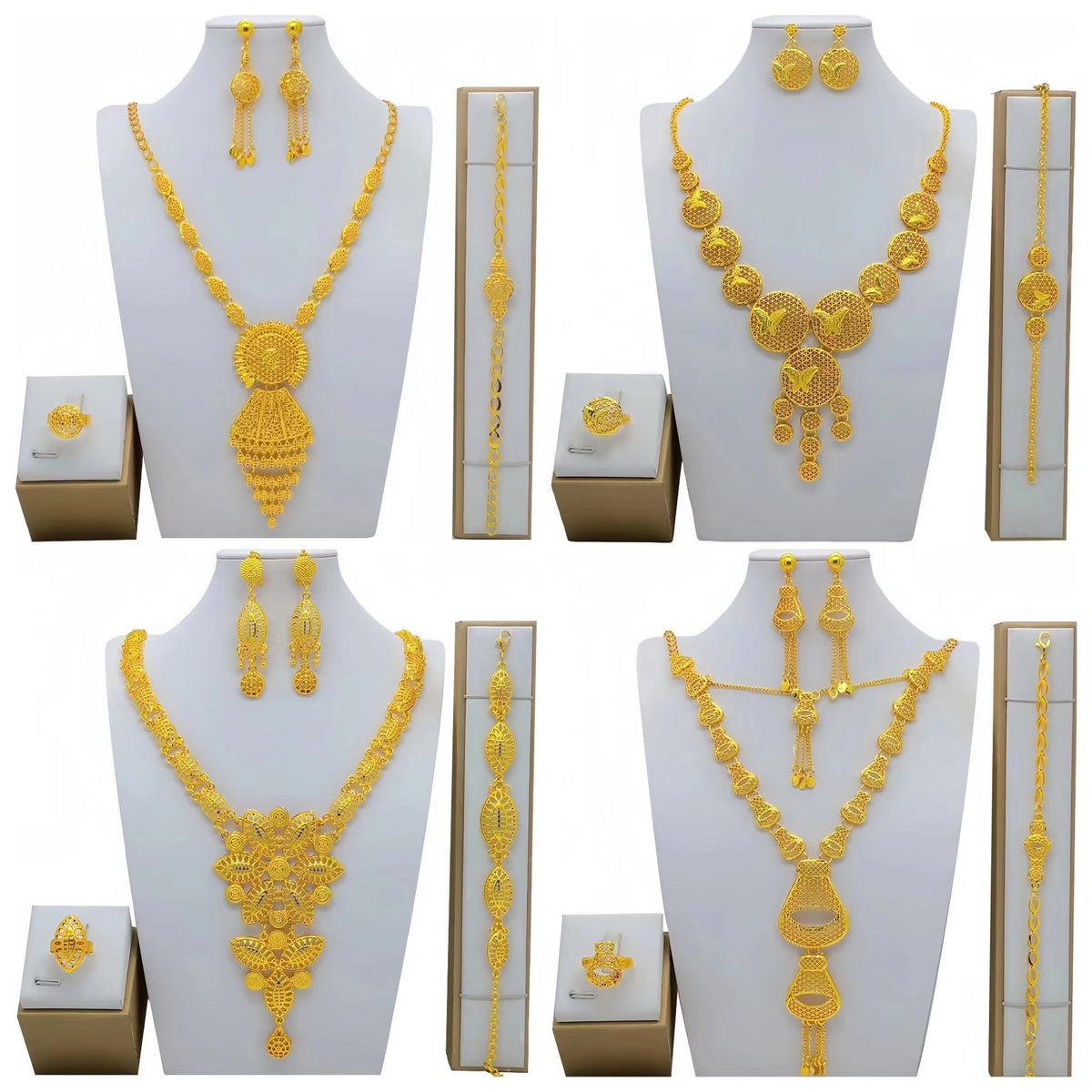 Durable Casual Gold Arab Bridal Wedding Jewelry Set