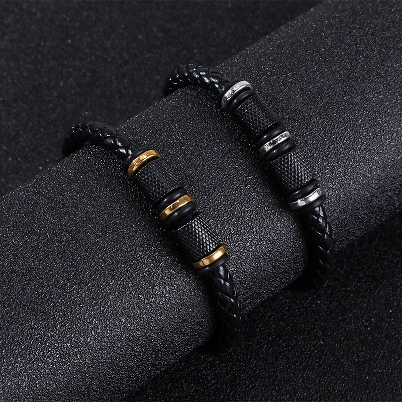 Men's Leather Woven String Beaded Simple Fashion Bracelets