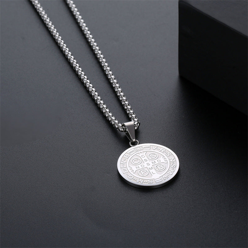 Stainless Steel God Priest Personality Round Medal Pendant