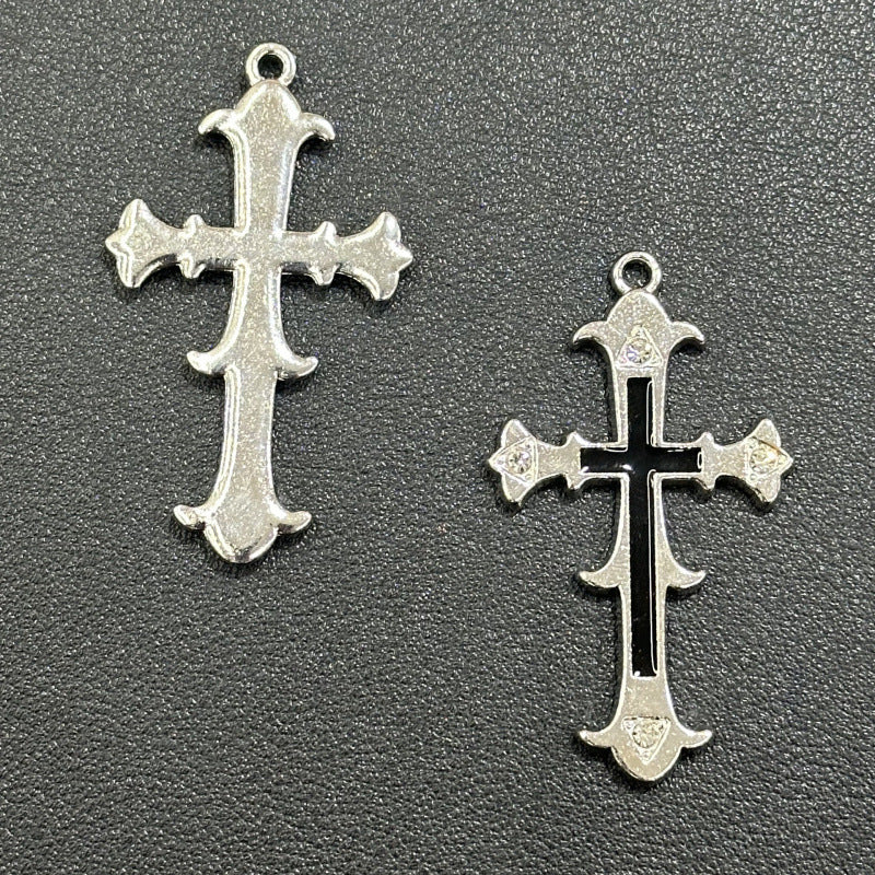 Graceful Oil Dripping Alloy Cross Jeweled Pendant