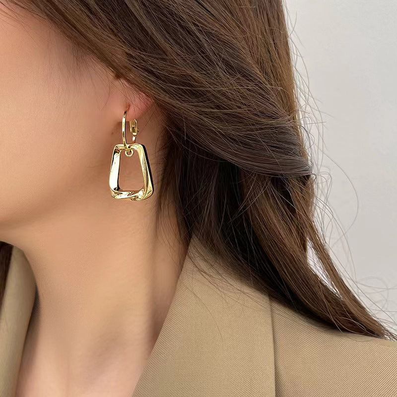 Geometric Trendy Light Luxury High-grade Female Frosty Stud Earrings