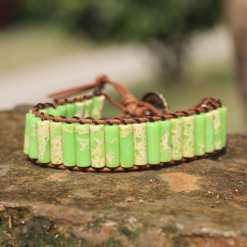 Bohemian Style Natural Stone Lan Di Royal Vintage Hand-woven Bracelet