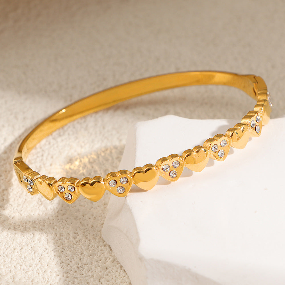 Women's Fashion Titanium Steel Geometric Variety White Diamond Light Luxury Bracelet