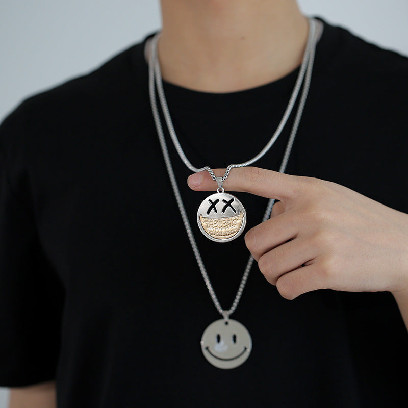 Women's & Men's Rotating Smiley Round Cold Hip Hop Versatile Necklaces