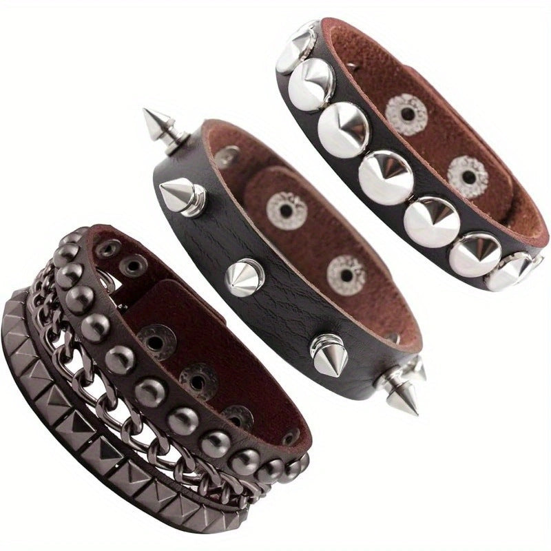 Wide Domineering Personalized Rivet Punk Street Bracelet