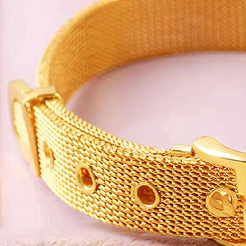 Men's Female Simple No Color Fading Mesh Strap Light Luxury High Bracelet