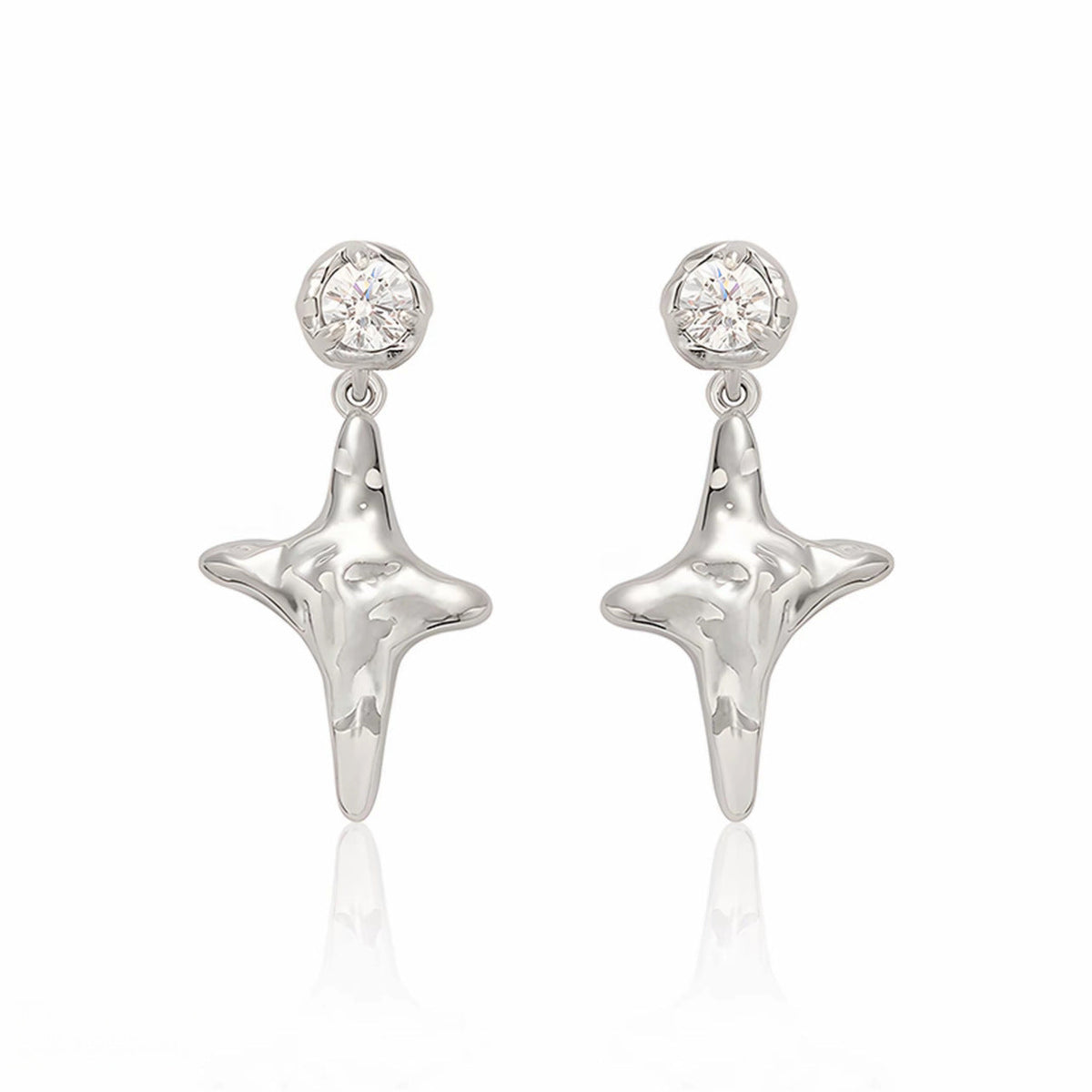 Women's Diamond Four Stars High-grade Cold Wind Sier Simple Small Rings