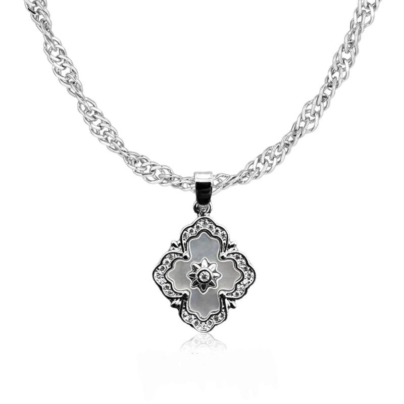 Shell Four-leaf Flower Diamond Clover French Pendants