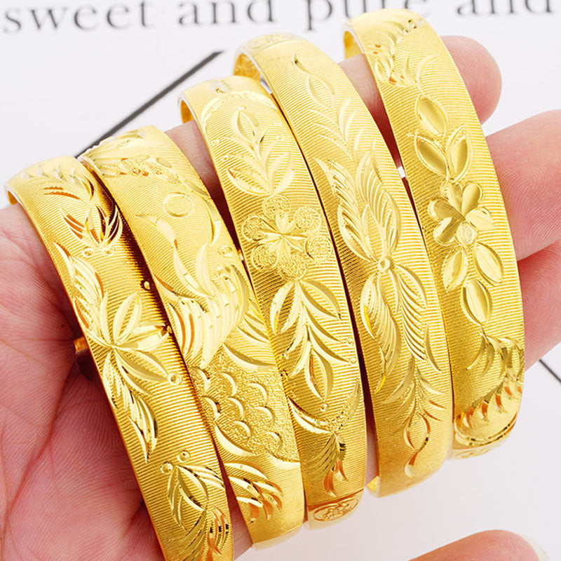 Women's Placer Gold Ancient No Color Fading Summer High-grade Dragon Phoenix Bracelets