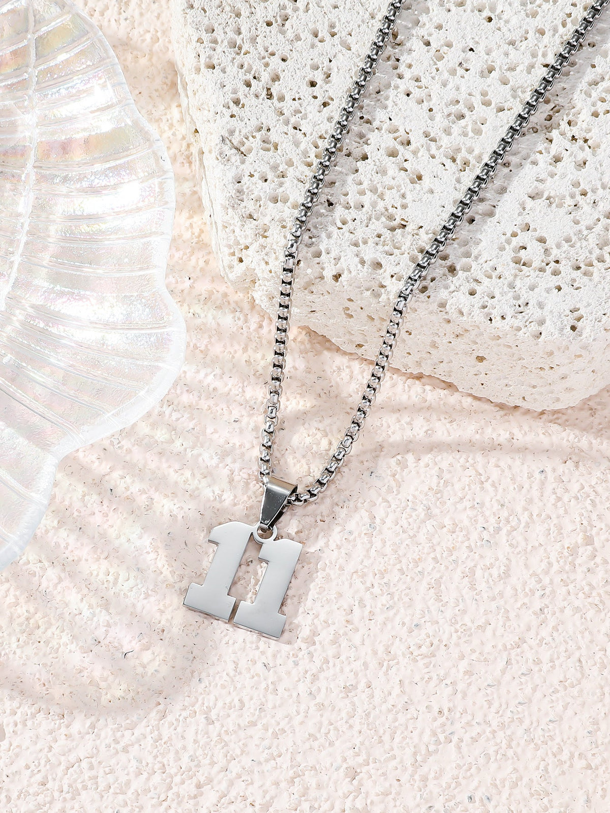 Fashion Stainless Steel Double-sided Digital Male Female Personality Hip Hop Necklaces