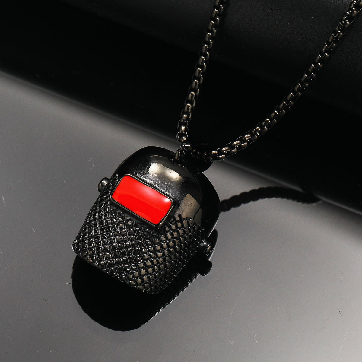 Men's Titanium Steel Welding Helmet Hip Hop Casting Polished Pendants