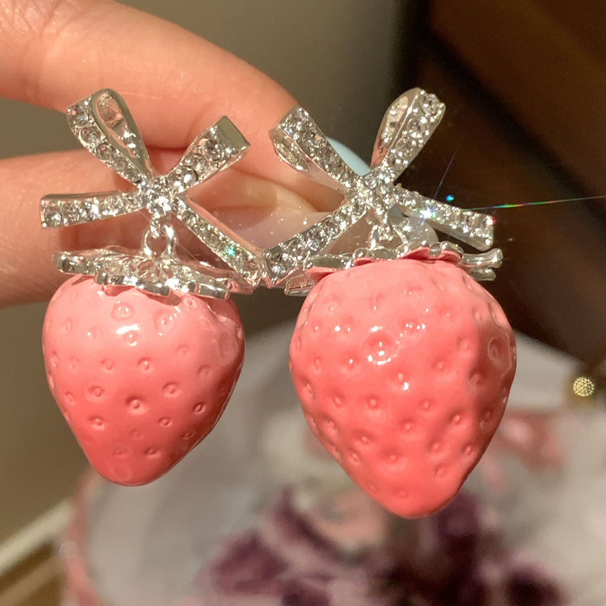 Design Bow Pink Female Cute Sweet Earrings