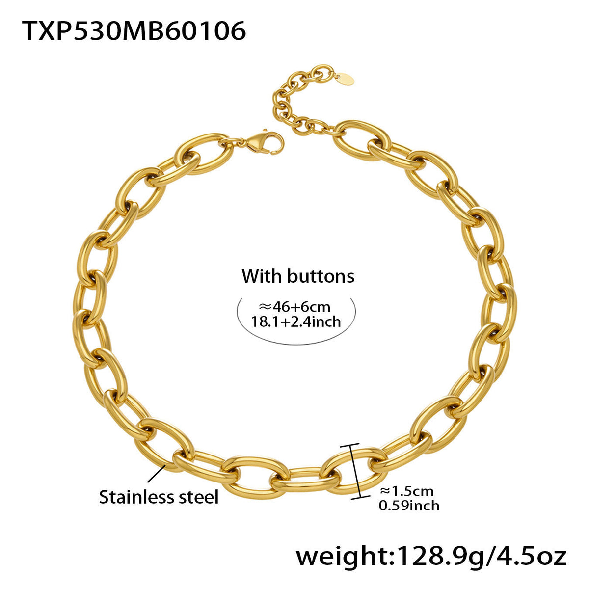 Thick Chain Stainless Steel Gold Plated Jewelry Set