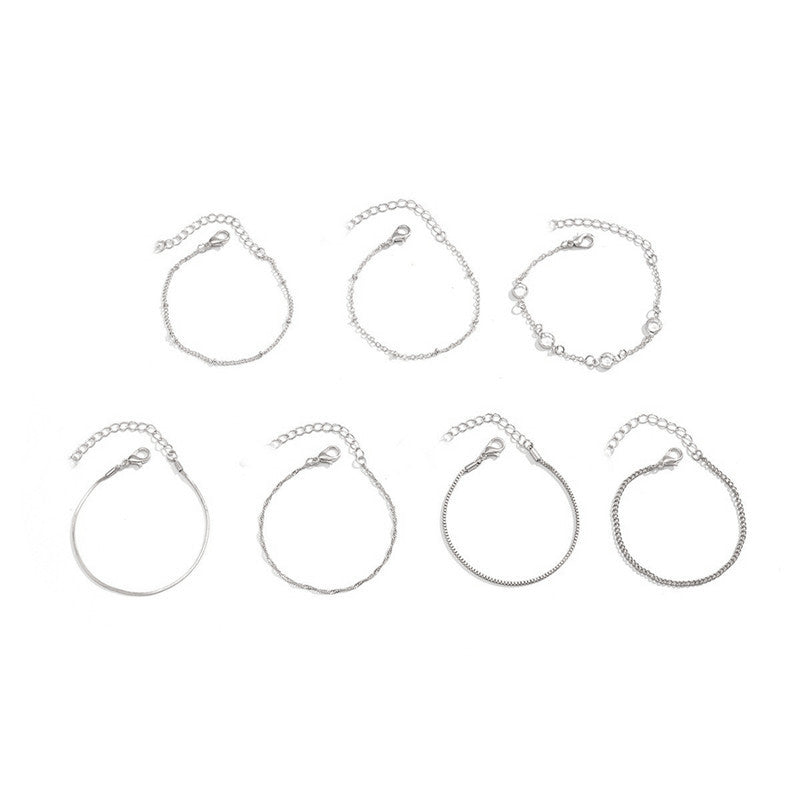 Women's Thin Chain Mix Match Snake Bones Box Bracelet