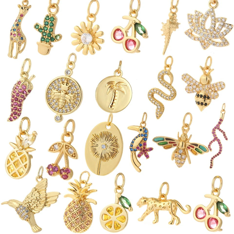 Cherry Bee Copper Animal Plant Golden Pendant