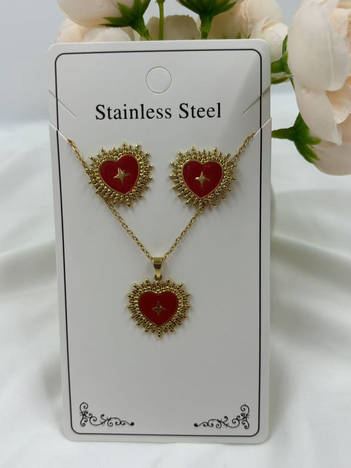 Women's Drop Peach Heart Stainless Steel Gold Earrings