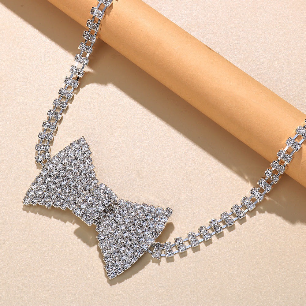 Rhinestone Bow Fashion Tie Sexy Nightclub Necklaces