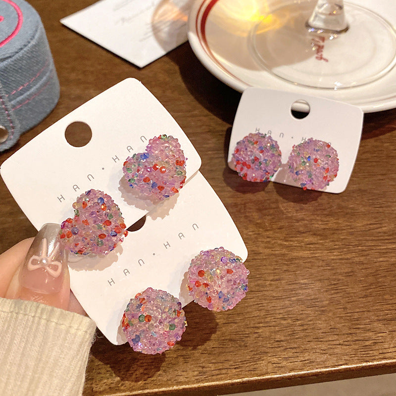 Colorful Flower Fairy Indie Pop Style Granulated Sugar Round Love Earrings