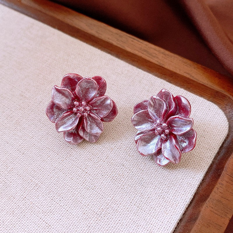 Sier Pearl Flower Temperamental Niche High-grade Earrings