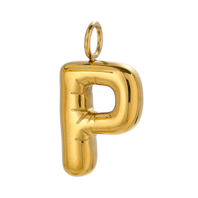Chubby Bubble English Letter Titanium Steel Gold Pendant