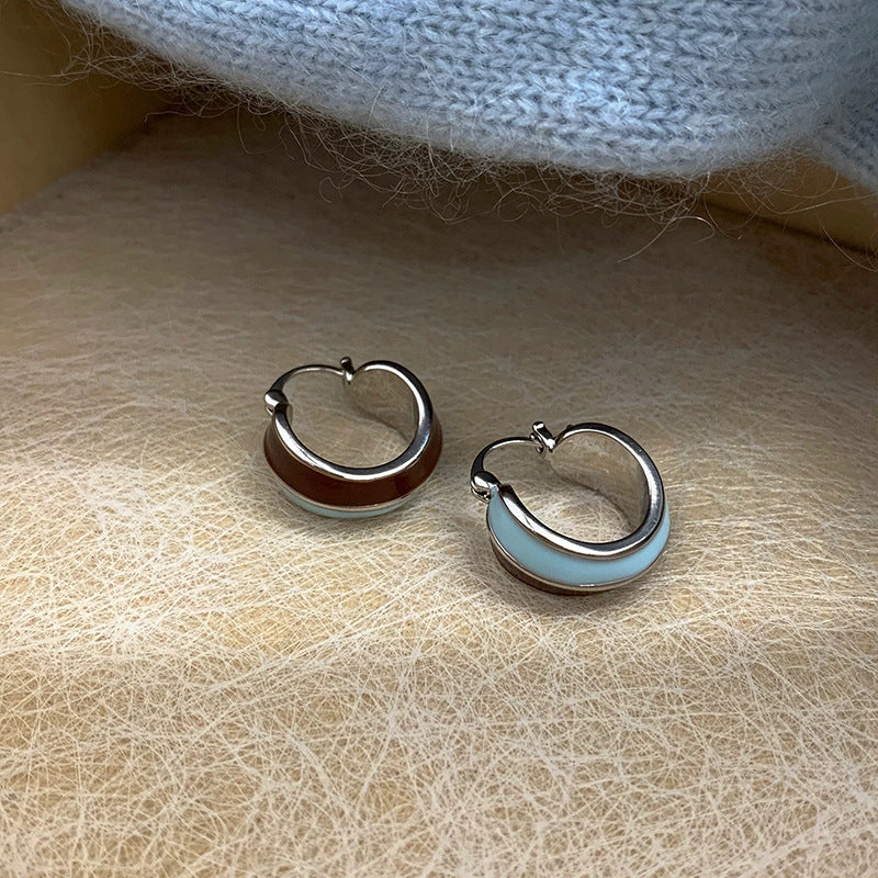 Women's Contrast Color Drip Glazed Style Fashion Personality Ear Clip Elegant Earrings