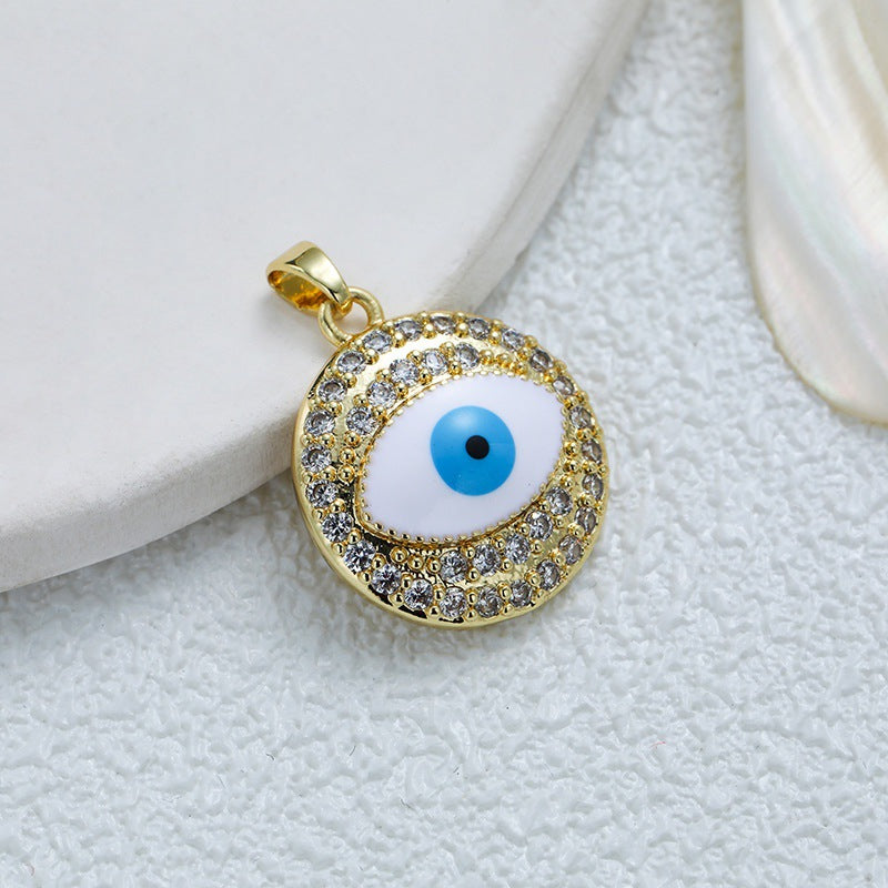 Women's Gold Eye Style Single Inlaid Color Zircon Trendy Dripping Palm Pendants