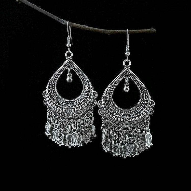 Women's Tibetan Sier Miao Eardrops Classical Ethnic Style Earrings