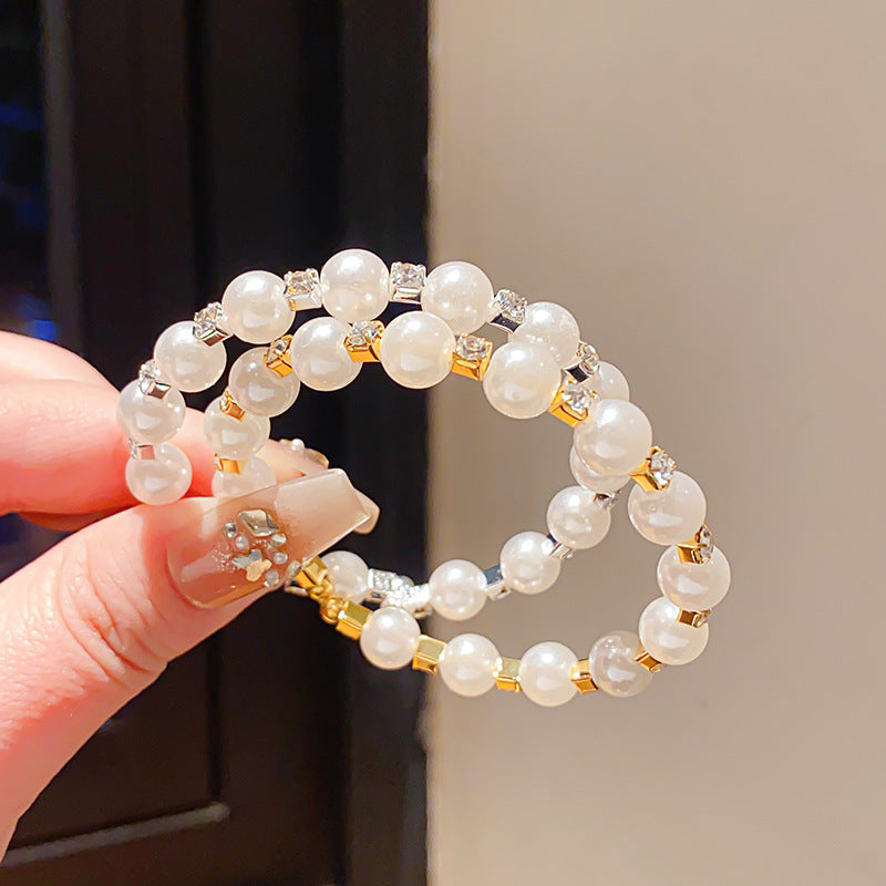 Women's Light Luxury Diamond Imitation Pearl Beaded Open-ended High-grade Simple Exquisite Bracelet