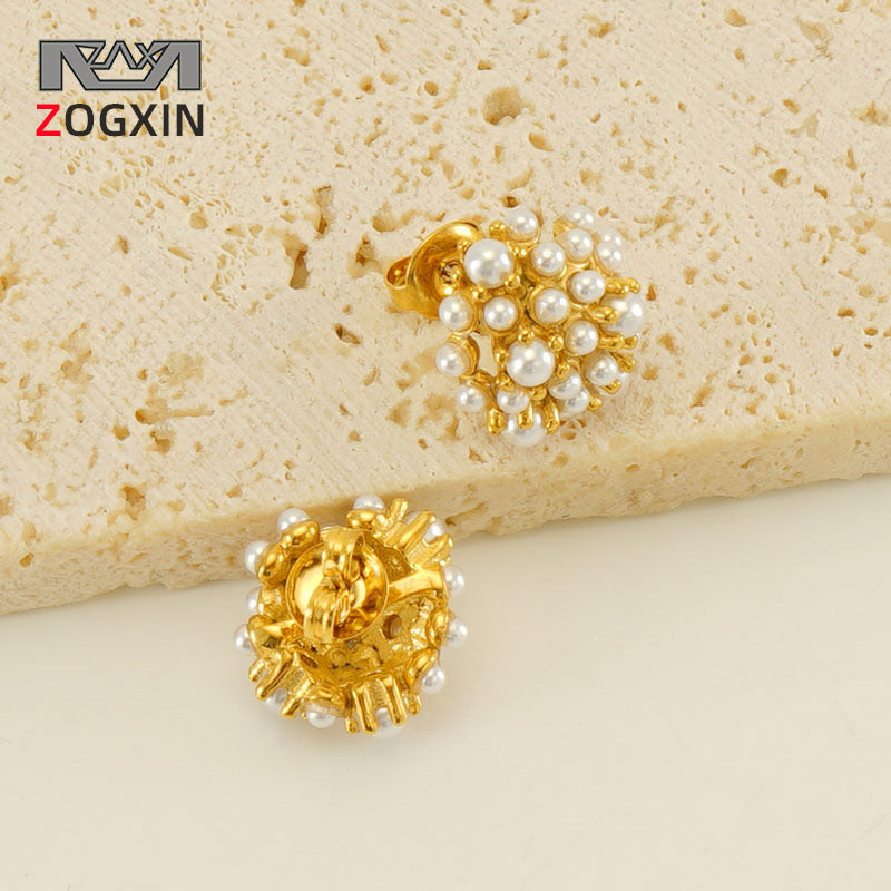 Stainless Steel Gold Plated Vintage Sunflower Earrings