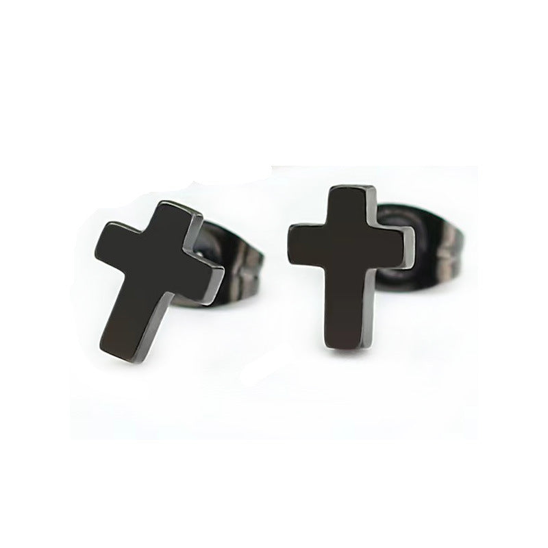 Simple Titanium Steel Ear Cross Bone Graceful Personality Niche Rings