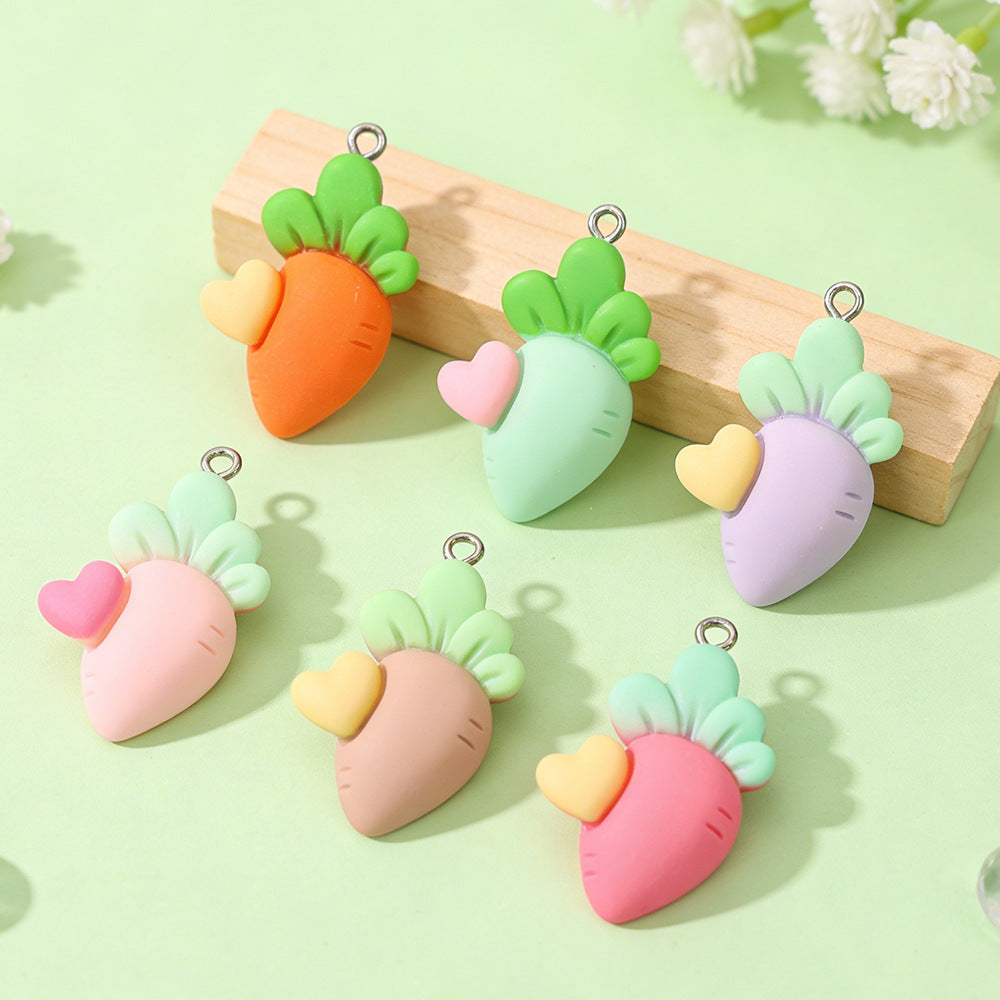 Mini Small Matching Carrot Barrettes Vegetable Resin Cute Earrings