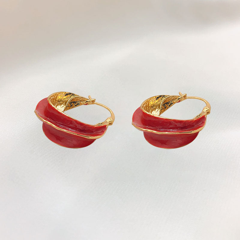 Women's Fashion Enamel Glaze Retro Exaggerated Copper Plated Earrings