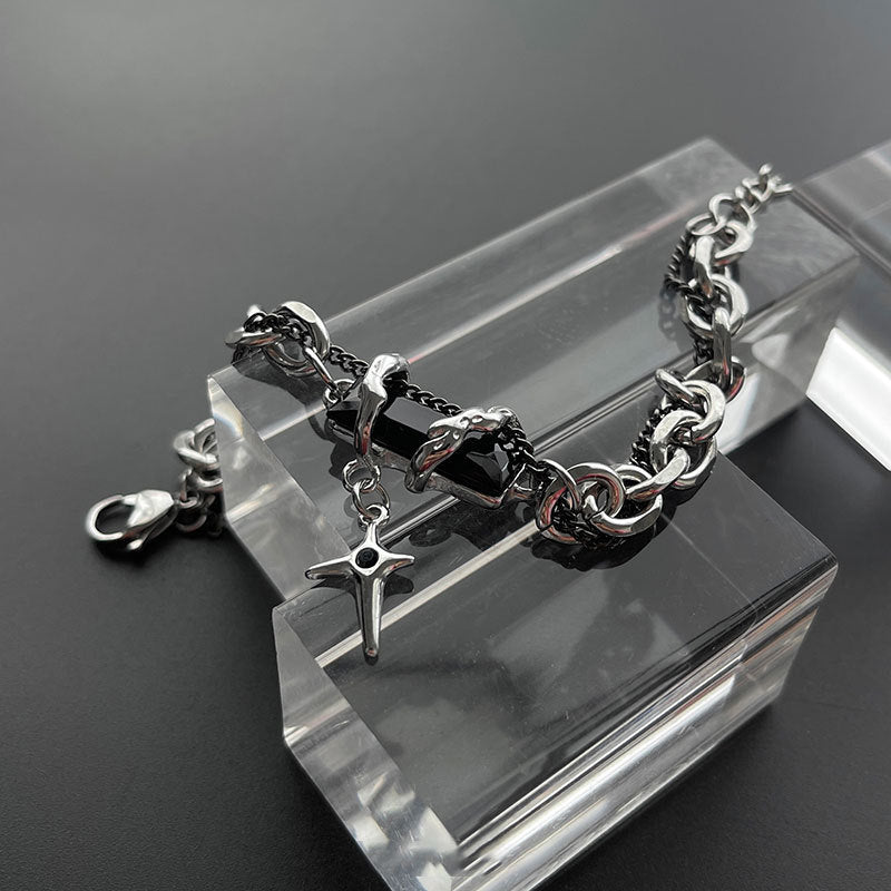 Men's Body Winding Diamond Titanium Steel No Fading High Bracelet