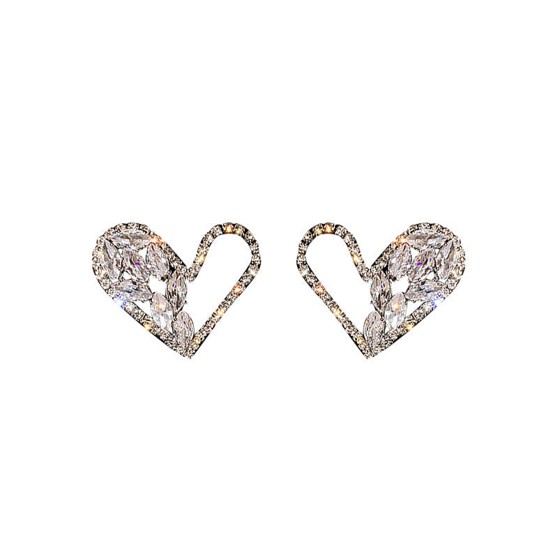 Love Heart Trendy High-grade Light Luxury Female Exaggerated Temperamental Stud Earrings