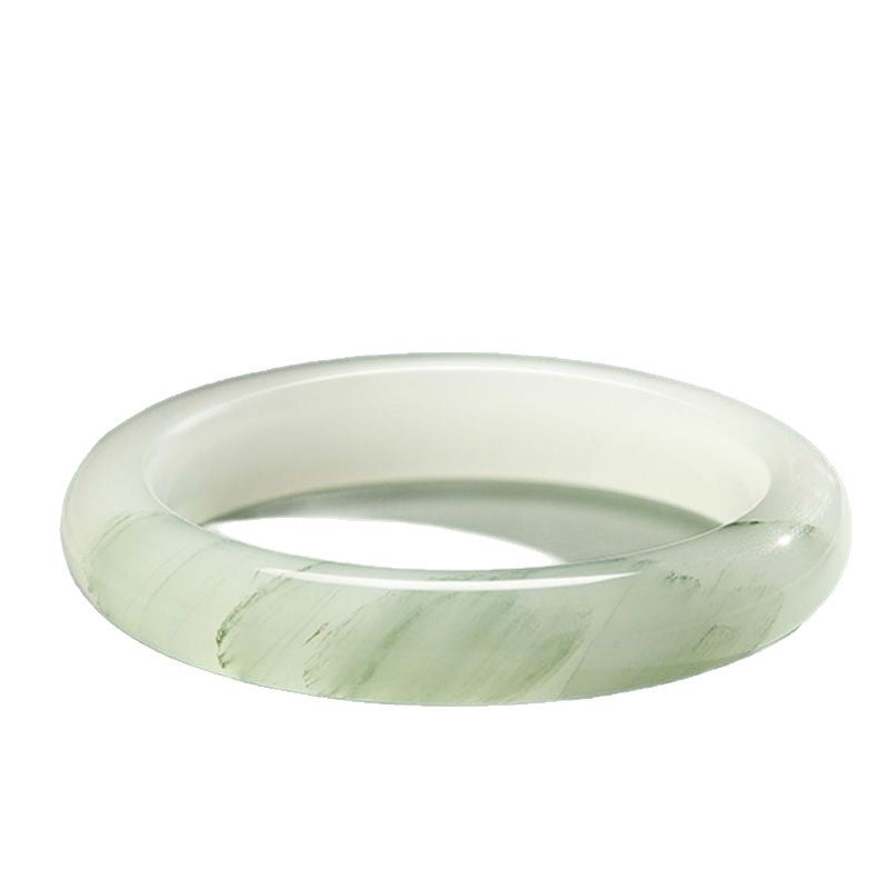 Natural Emerald Flat Bar Jade Green Floating Flower Bracelets