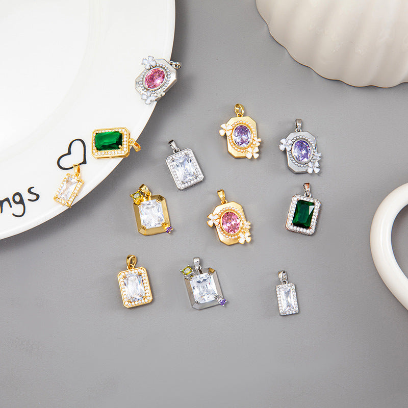 Cool Innovative Single Inlaid Square Gem Pendant