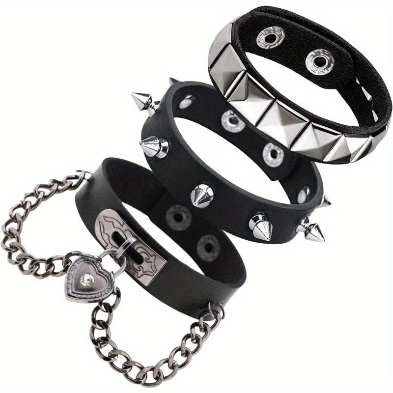 Wide Domineering Personalized Rivet Punk Street Bracelet