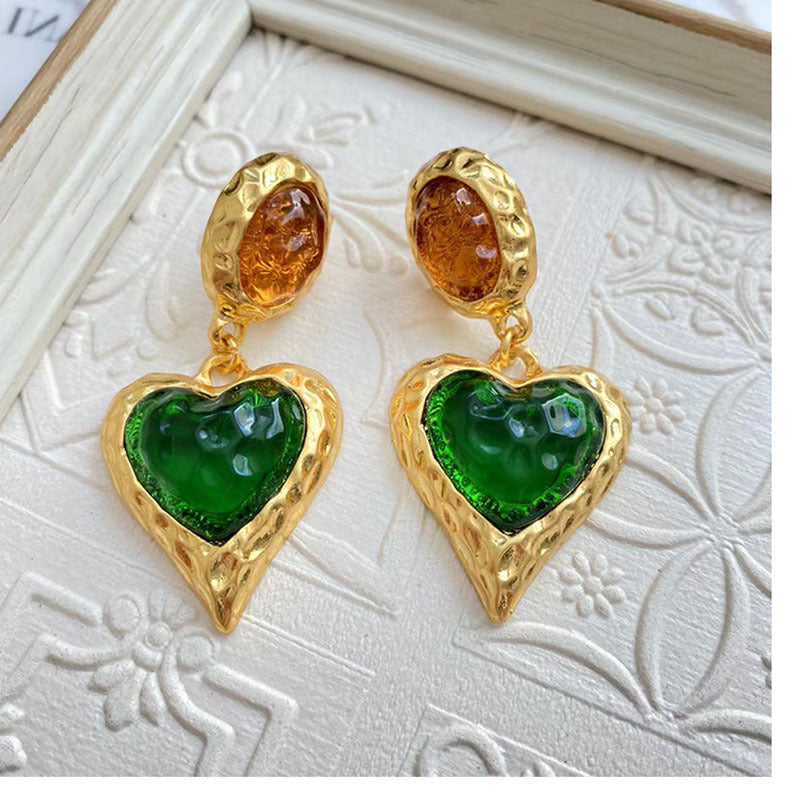 Lava Colored Glaze Love Eardrops Macaron Stud Earrings