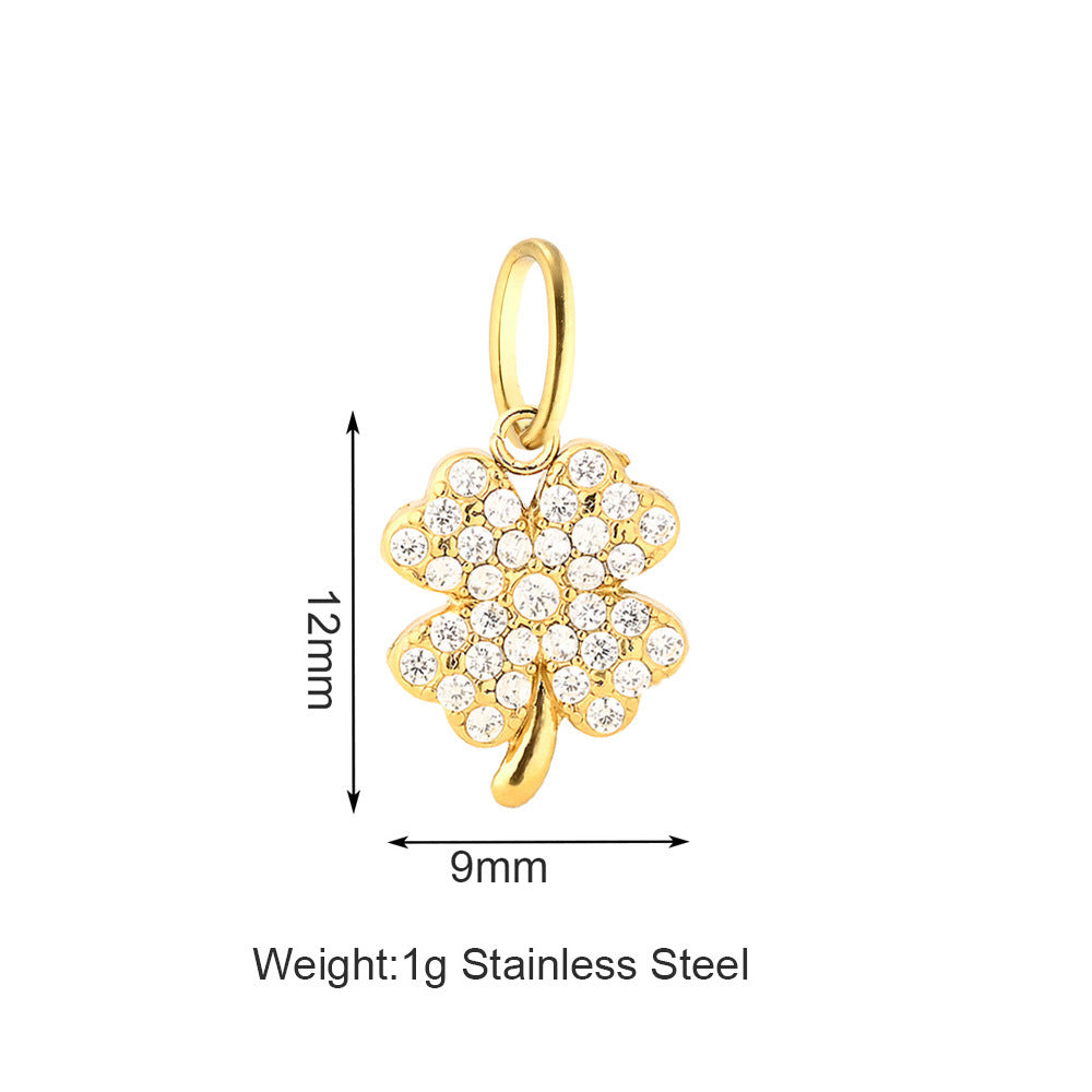 Vacuum Plating White Zirconium Four-leaf Clover Purse More Than Asterism Pendant