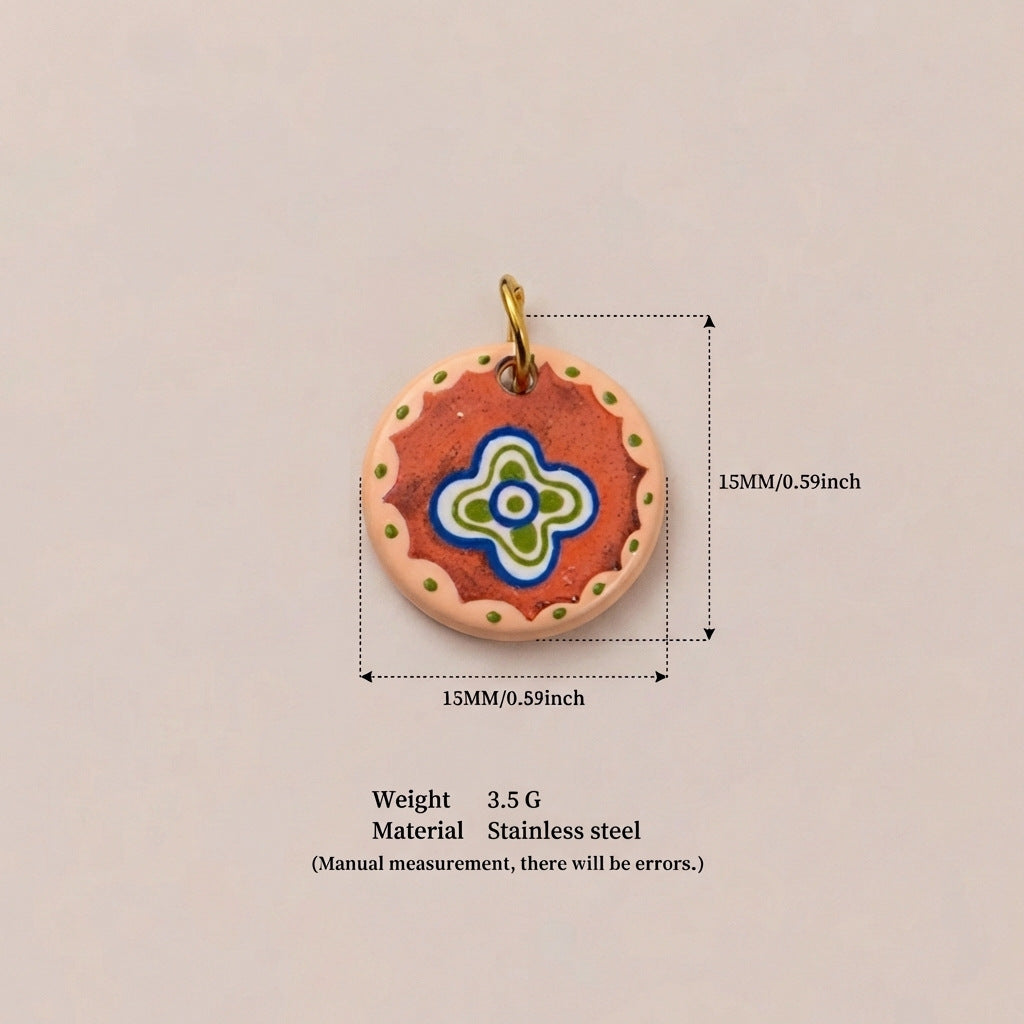 Dripping Round Furnace Stainless Steel Gold Color Preserving Pendant