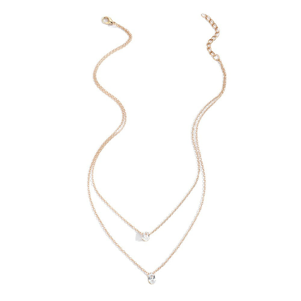 Niche Design Zircon Water Drop Goose Egg Oval Single Twin Pendant