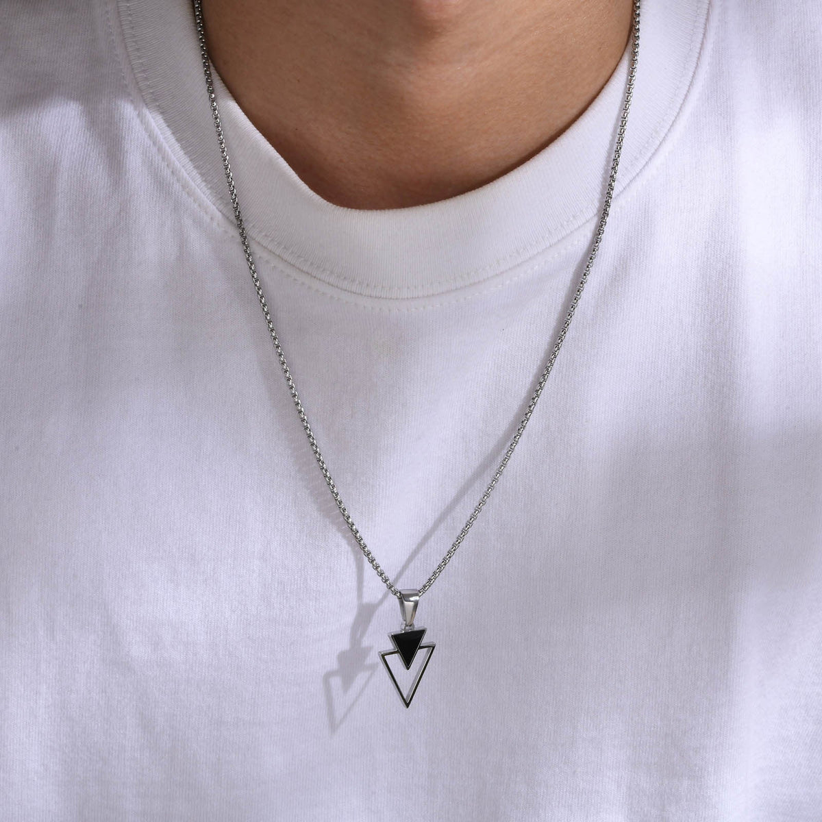 Men's Triangle Hip Hop Titanium Trendy Geometric Pendant