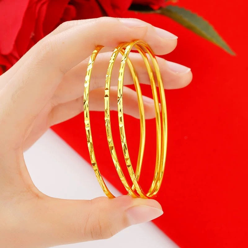 Women's Vietnam Placer Gold Glossy Starry Sky Fine Circle Bracelet