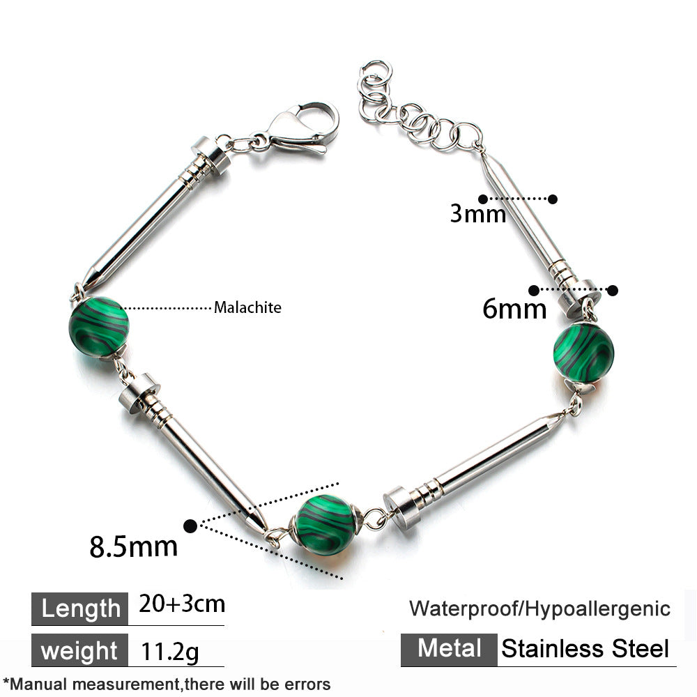 Wind Design Stainless Steel Nail With Natural Bracelet