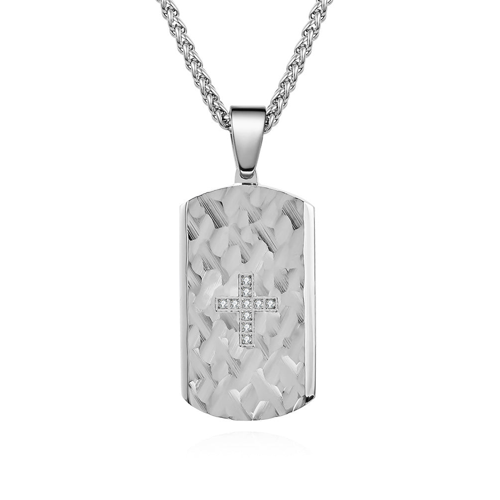 Men's & Women's Titanium Steel Bark Stripes Beveled Diamond Pendant
