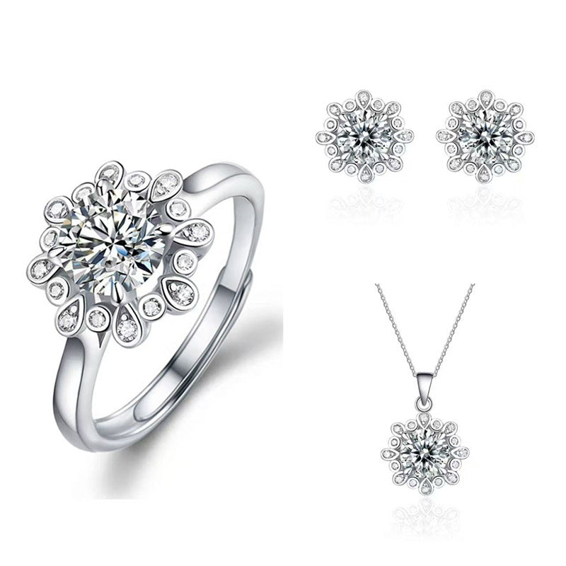Imitation Moissanite Three-piece Zircon Temperament Ear Earrings